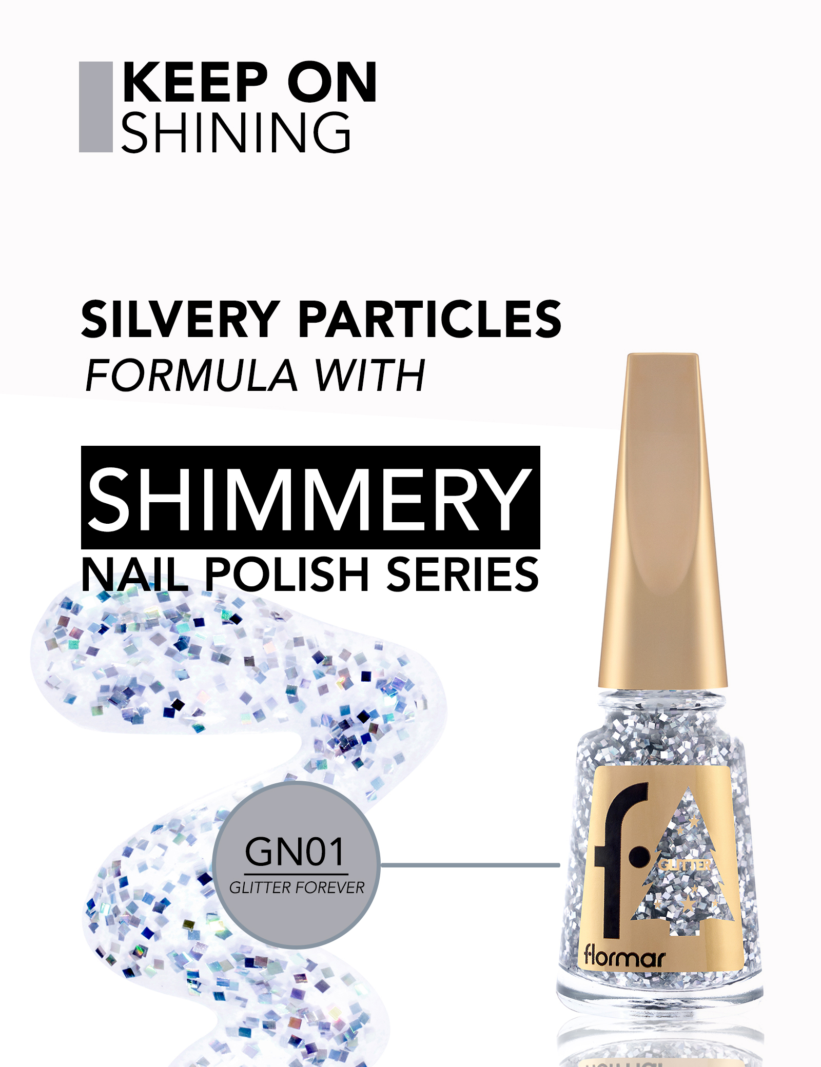 Glitter Semi – Transparent & Bright Finish Silvery Nail Polish